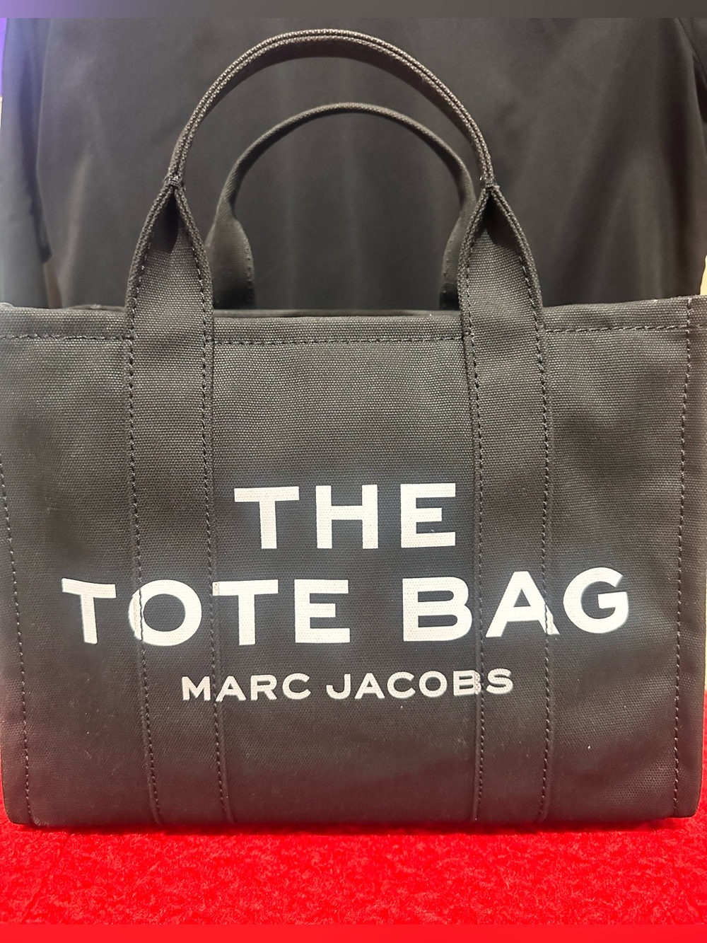 Marc Jacobs Black Canvas 'The Tote Bag' with White Logo